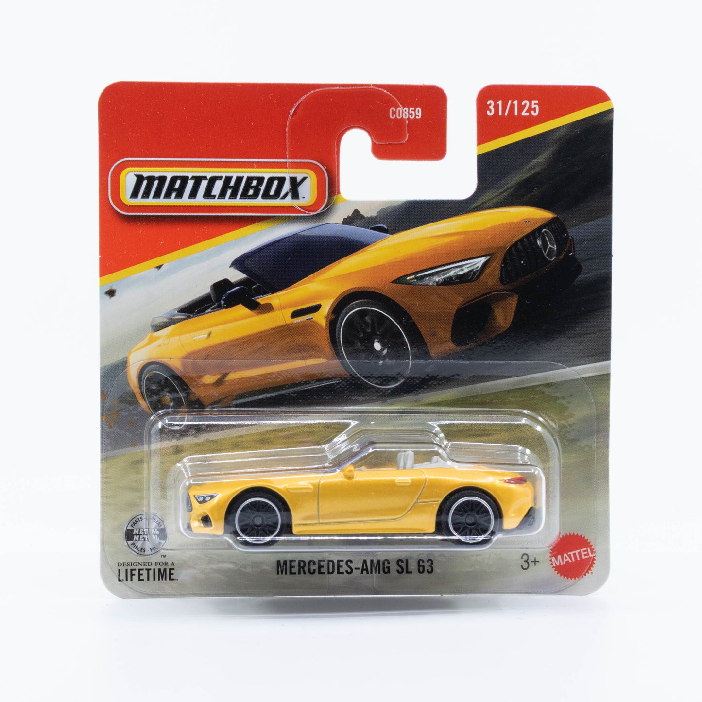 Matchbox Mercedes-AMG SL 63 in yellow.