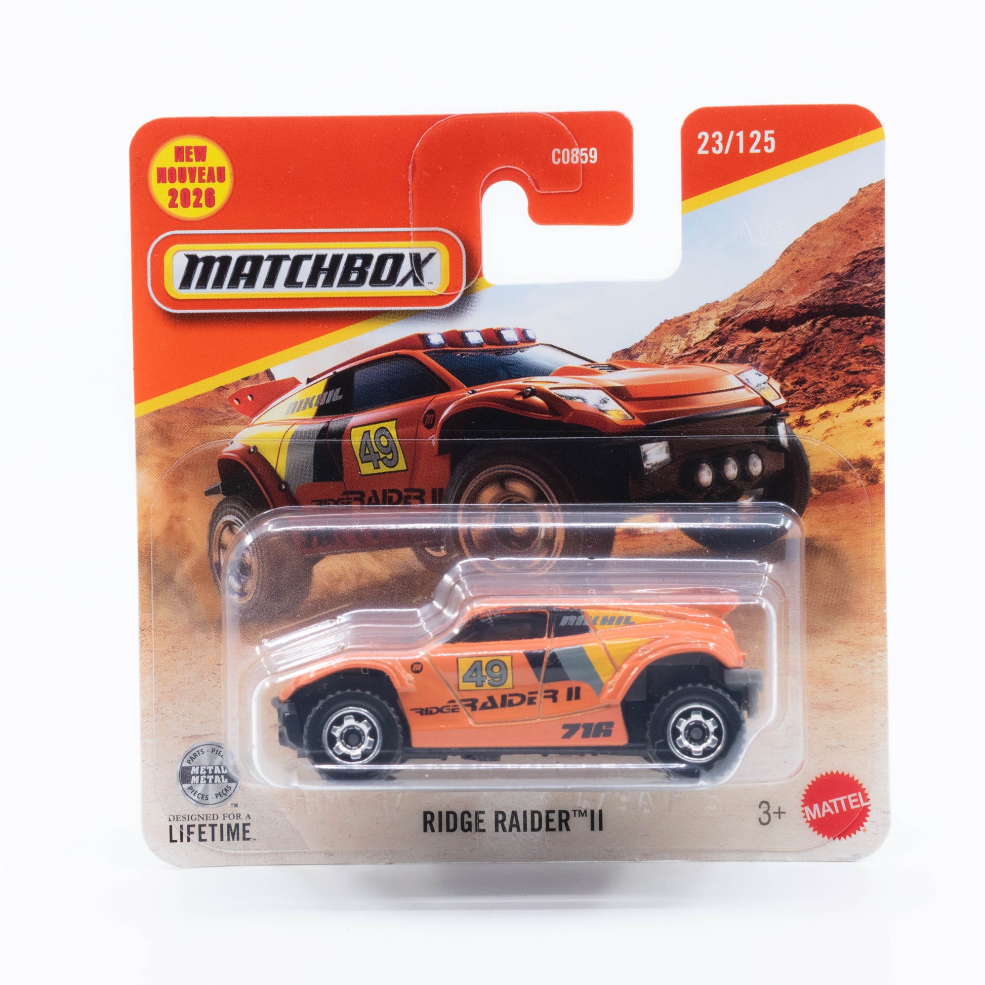 Matchbox 1:64 Ridge Raider II new basic rally raid racing truck inspired by Dakar.