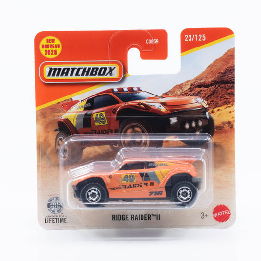 Matchbox 1:64 Ridge Raider II new basic rally raid racing truck inspired by Dakar.