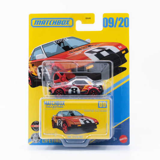 Matchbox Collectors 1984 Toyota MR2 racing livery 1:64 diecast car