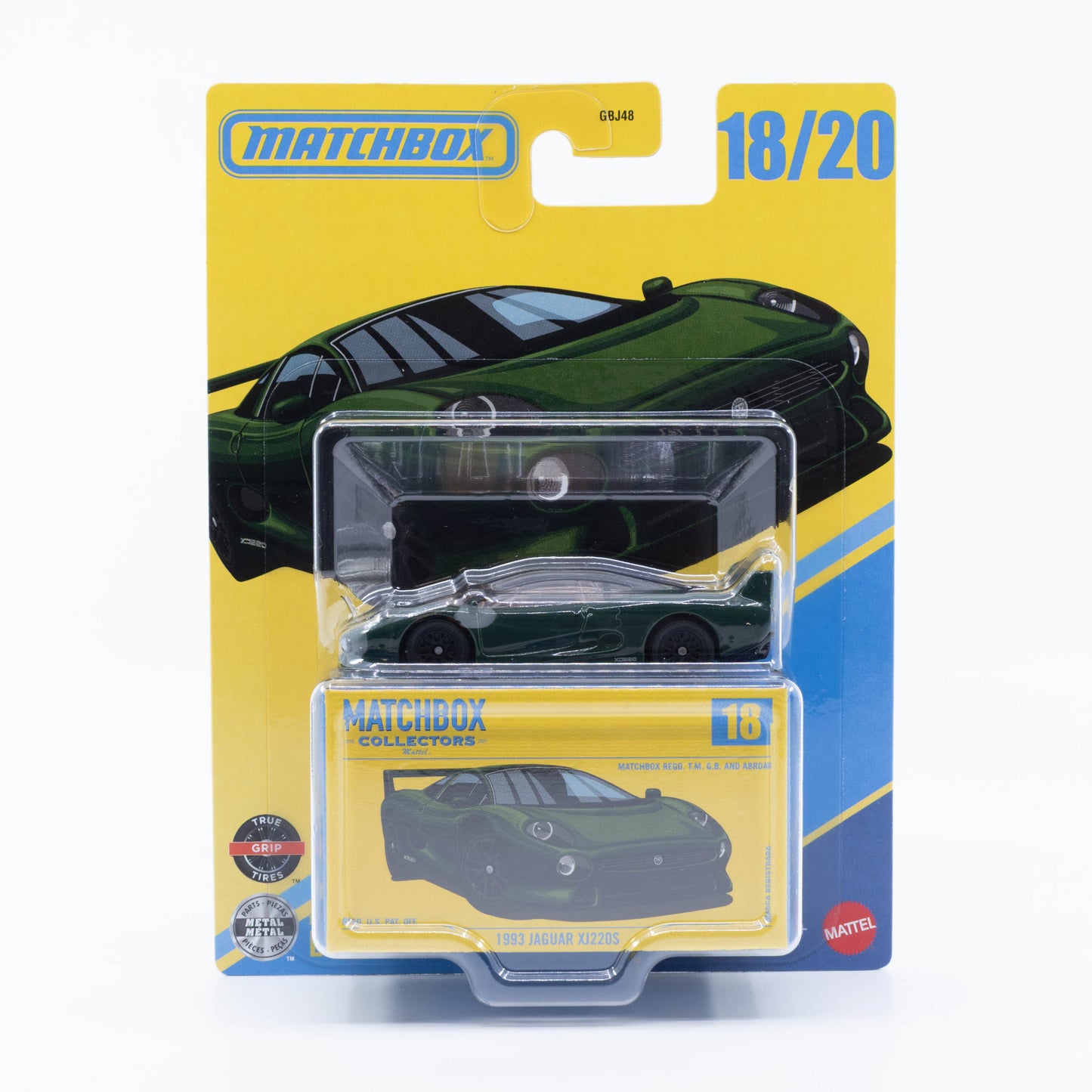 Matchbox Collectors 1993 Jaguar XJ220S in dark green.