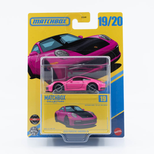 Matchbox Collectors 1:64 Porsche Carrera 4S 2020 diecast model in pink.