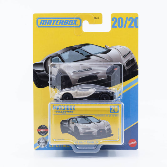 Matchbox Collectors 2026 Bugatti Tourbillon in beige and black.