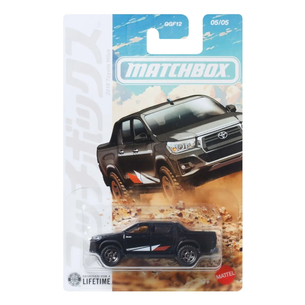 Matchbox Japanese Series 2018 Toyota Hilux 1:64 diecast pickup truck with rugged Toyota styling.