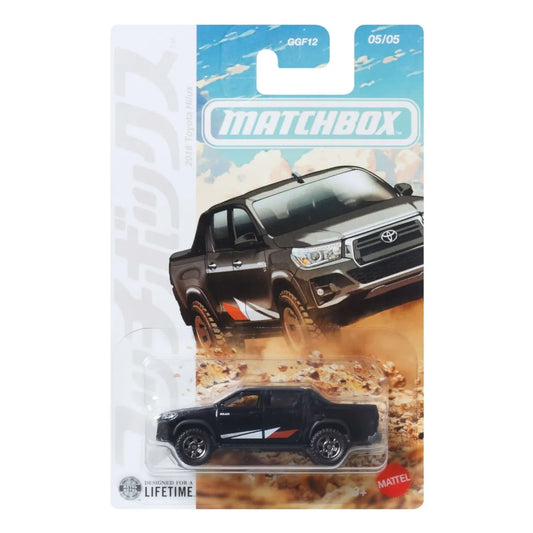Matchbox Japanese Series 2018 Toyota Hilux 1:64 diecast pickup truck with rugged Toyota styling.