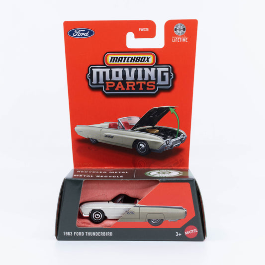 Matchbox Moving Parts 1963 Ford Thunderbird light cream with opening hood 1:64 diecast model