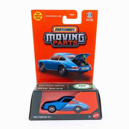 Matchbox Moving Parts 1964 Porsche 911 blue opening engine cover diecast 1:64