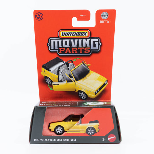 Matchbox 1:64 1987 Volkswagen Golf Cabriolet yellow opening doors diecast model car