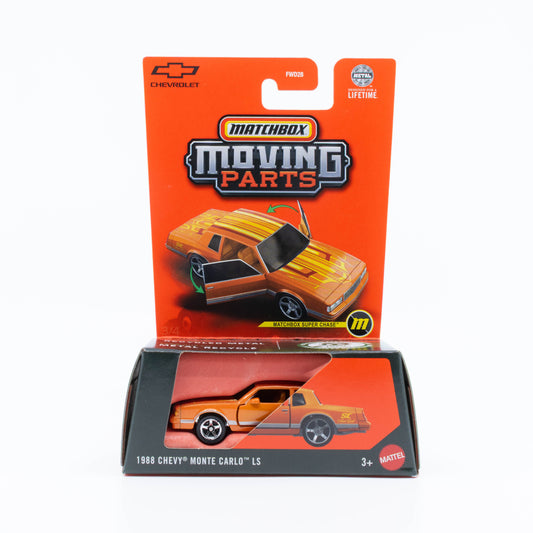 Matchbox Moving Parts 1:64 1988 Chevy Monte Carlo LS Chase edition diecast model with movable doors