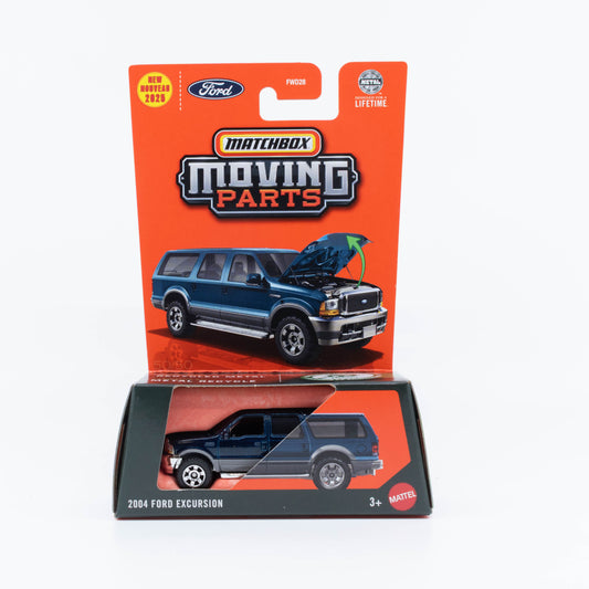 Matchbox Moving Parts 1:64 2004 Ford Excursion diecast model with opening hood.