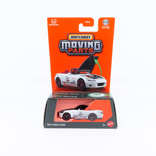 Matchbox Moving Parts 2004 Honda S2000 white opening hood diecast 1:64