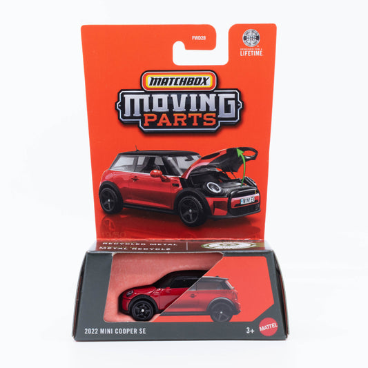 Matchbox 1:64 2022 Mini Cooper SE red opening hood electric hatchback diecast model
