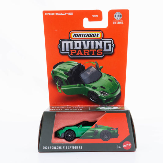 Matchbox Porsche 718 Spyder RS 2024 green opening doors 1:64 diecast