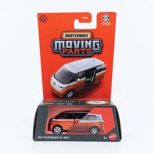 Matchbox Moving Parts 2024 Volkswagen ID Buzz orange and white dual tone 1:64 diecast model with opening parts