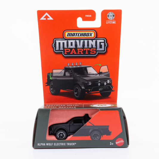 Matchbox Alpha Wolf electric truck black opening doors 1:64 diecast