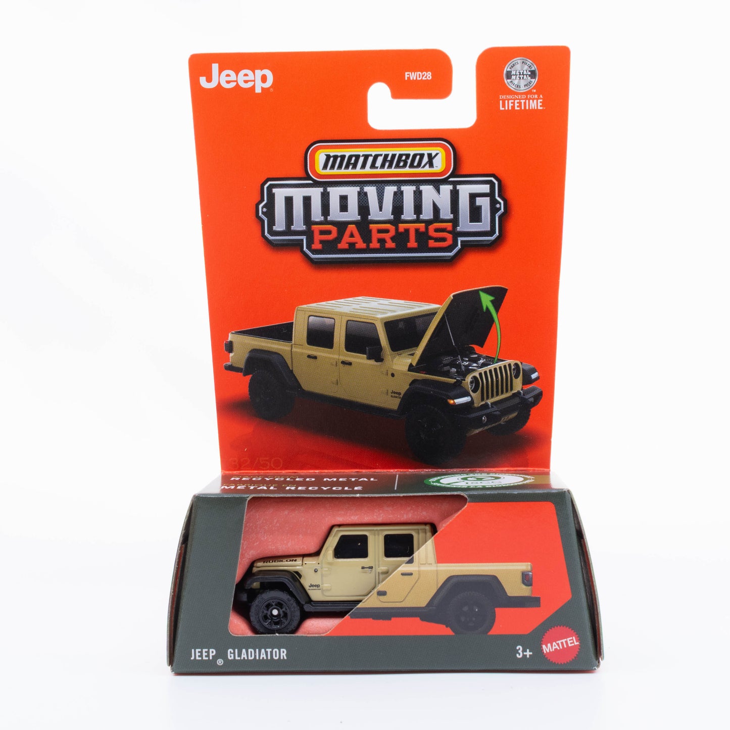 Matchbox Jeep Gladiator beige opening hood 1:64 diecast pickup