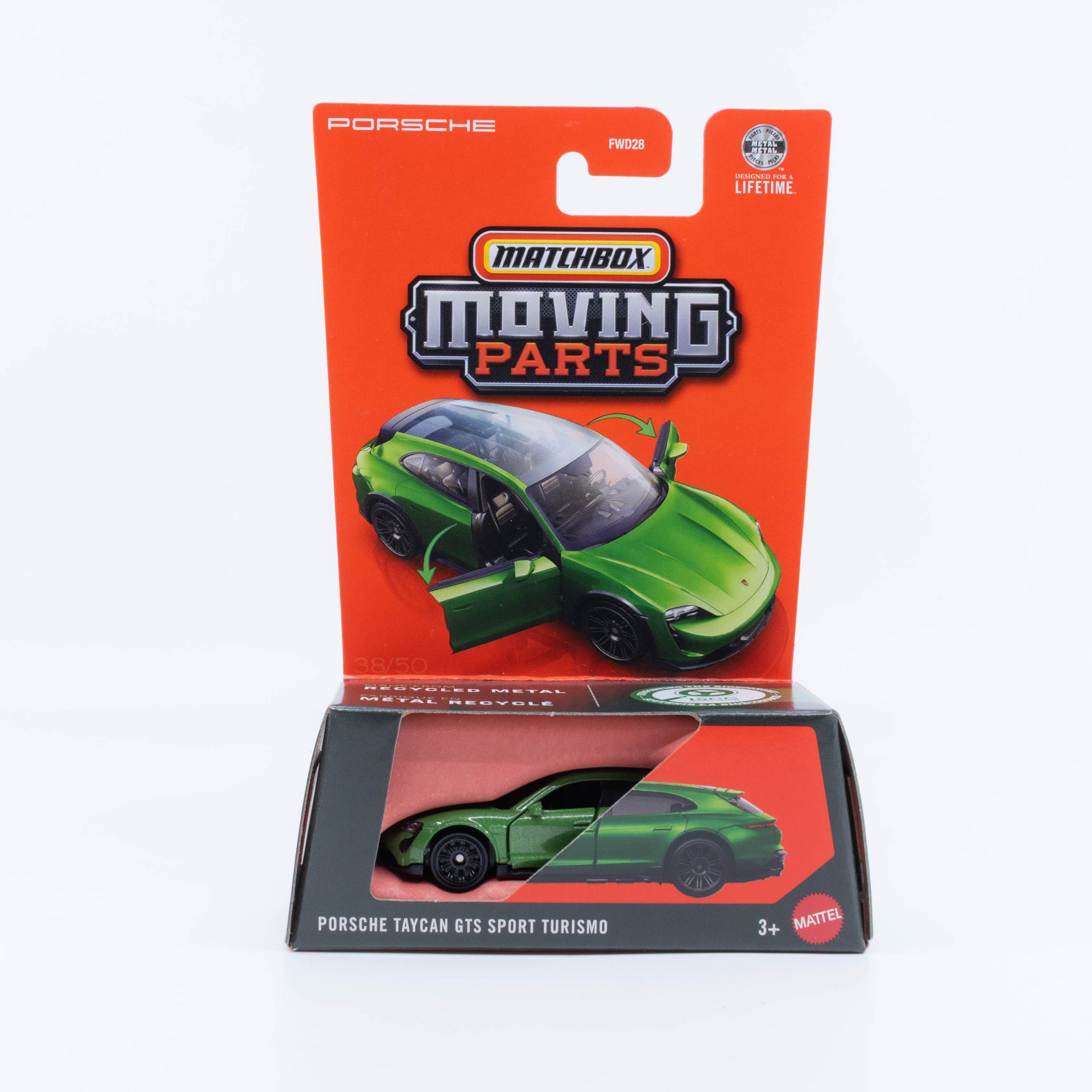 Matchbox Moving Parts Porsche Taycan GTS Sport Turismo green opening doors 1:64