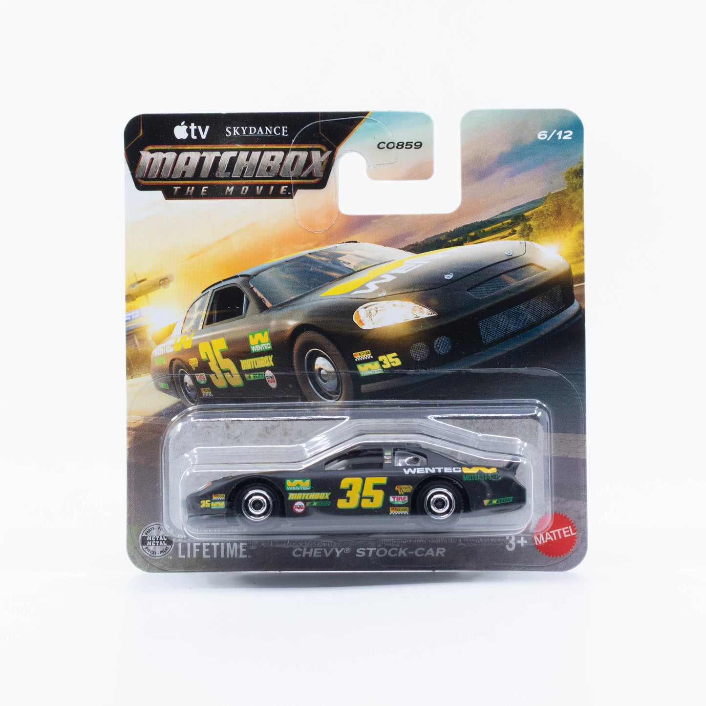 Matchbox: The Movie Chevy Stock-Car racing diecast model.