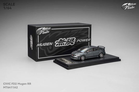 Micro Turbo 1:64 Honda Civic Type R FD2 Mugen RR metallic grey opening hood detailed engine diecast model