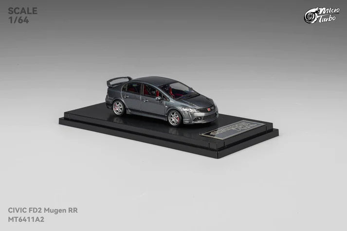 Micro Turbo 1:64 Honda Civic Type R FD2 Mugen RR metallic grey opening hood detailed engine diecast model
