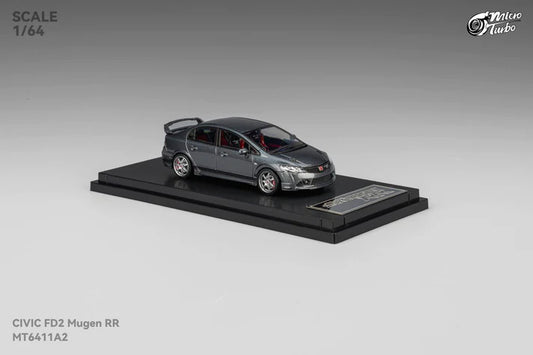 Micro Turbo 1:64 Honda Civic Type R FD2 Mugen RR metallic grey opening hood detailed engine diecast model