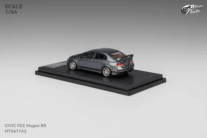 Micro Turbo 1:64 Honda Civic Type R FD2 Mugen RR metallic grey opening hood detailed engine diecast model