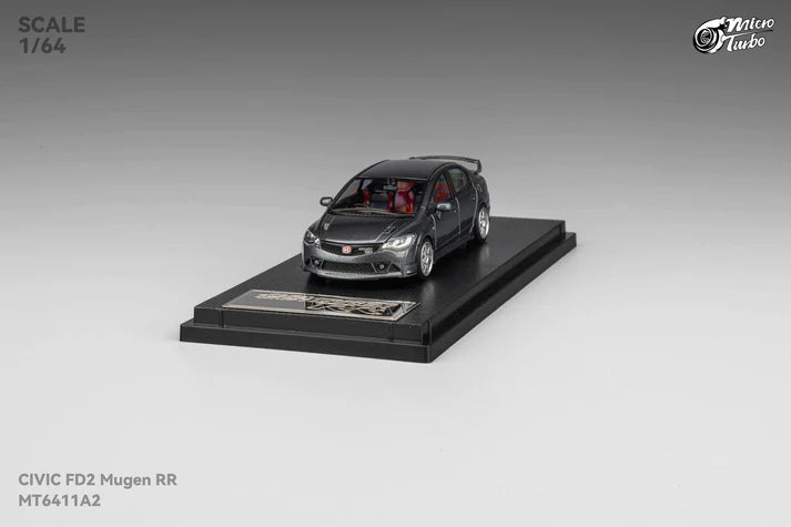 Micro Turbo 1:64 Honda Civic Type R FD2 Mugen RR metallic grey opening hood detailed engine diecast model