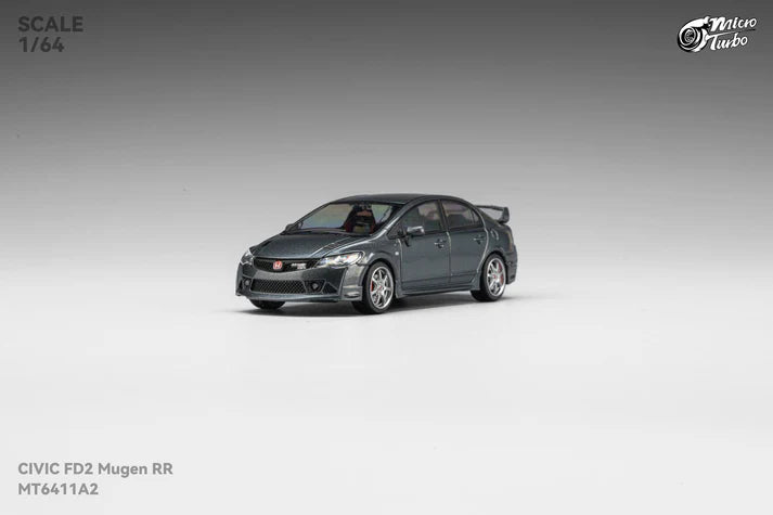 Micro Turbo 1:64 Honda Civic Type R FD2 Mugen RR metallic grey opening hood detailed engine diecast model