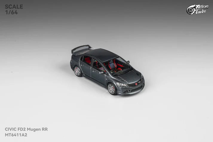 Micro Turbo 1:64 Honda Civic Type R FD2 Mugen RR metallic grey opening hood detailed engine diecast model