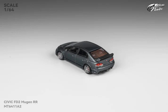 Micro Turbo 1:64 Honda Civic Type R FD2 Mugen RR metallic grey opening hood detailed engine diecast model