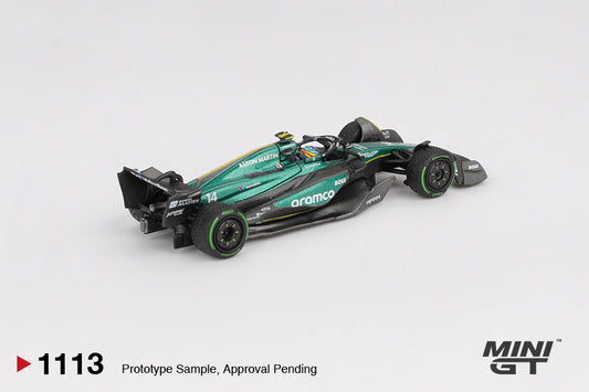 Mini GT Aston Martin AMR24 #14 Fernando Alonso Canadian GP 2024 1:64 diecast model. Back
