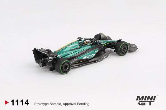 Mini GT Aston Martin AMR24 #18 Lance Stroll Canadian GP 2024 1:64 diecast model. Back