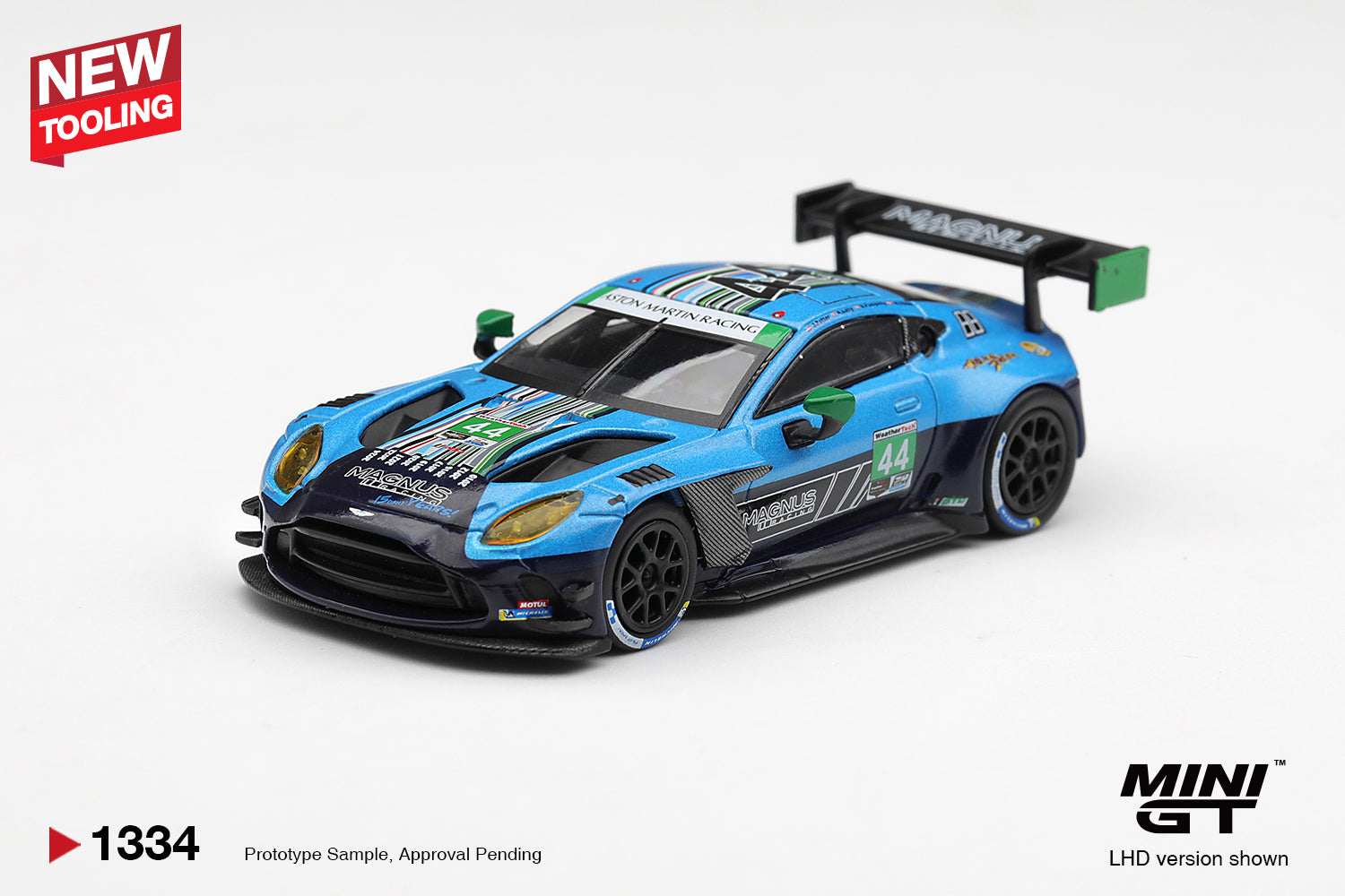 Mini GT Aston Martin Vantage GT3 EVO #44 Magnus Racing Daytona 24 Hours 2025 new tooling.