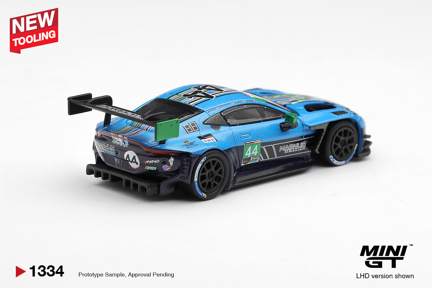 Mini GT Aston Martin Vantage GT3 EVO #44 Magnus Racing Daytona 24 Hours 2025 new tooling.