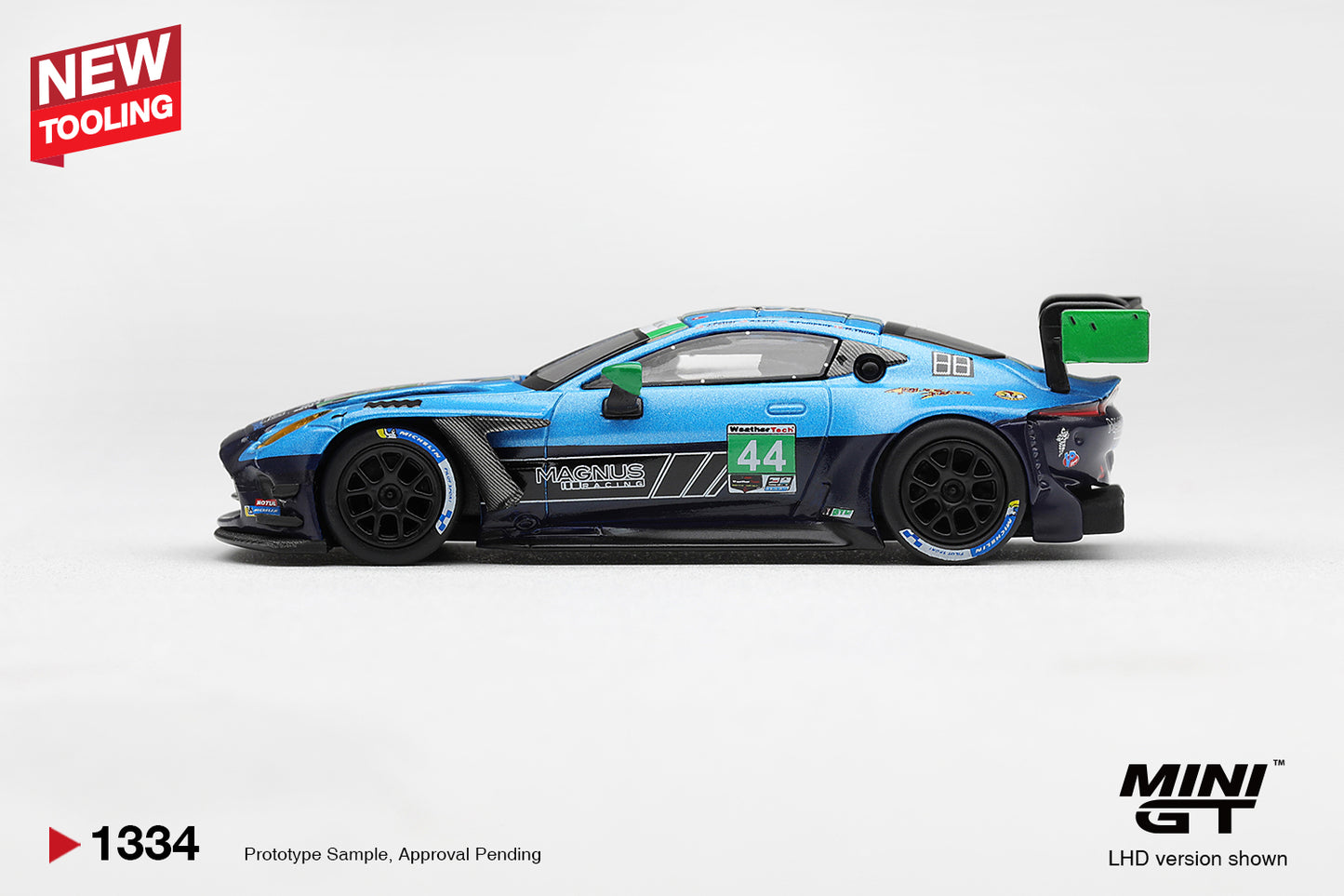 Mini GT Aston Martin Vantage GT3 EVO #44 Magnus Racing Daytona 24 Hours 2025 new tooling.