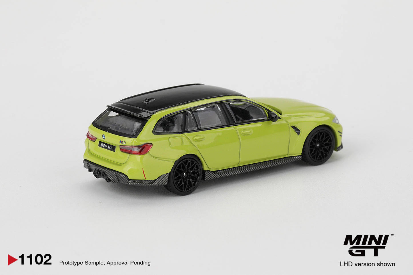 1:64 Mini GT BMW M3 G82 Touring São Paulo Yellow 2025 – premium die-cast BMW M performance wagon. Back