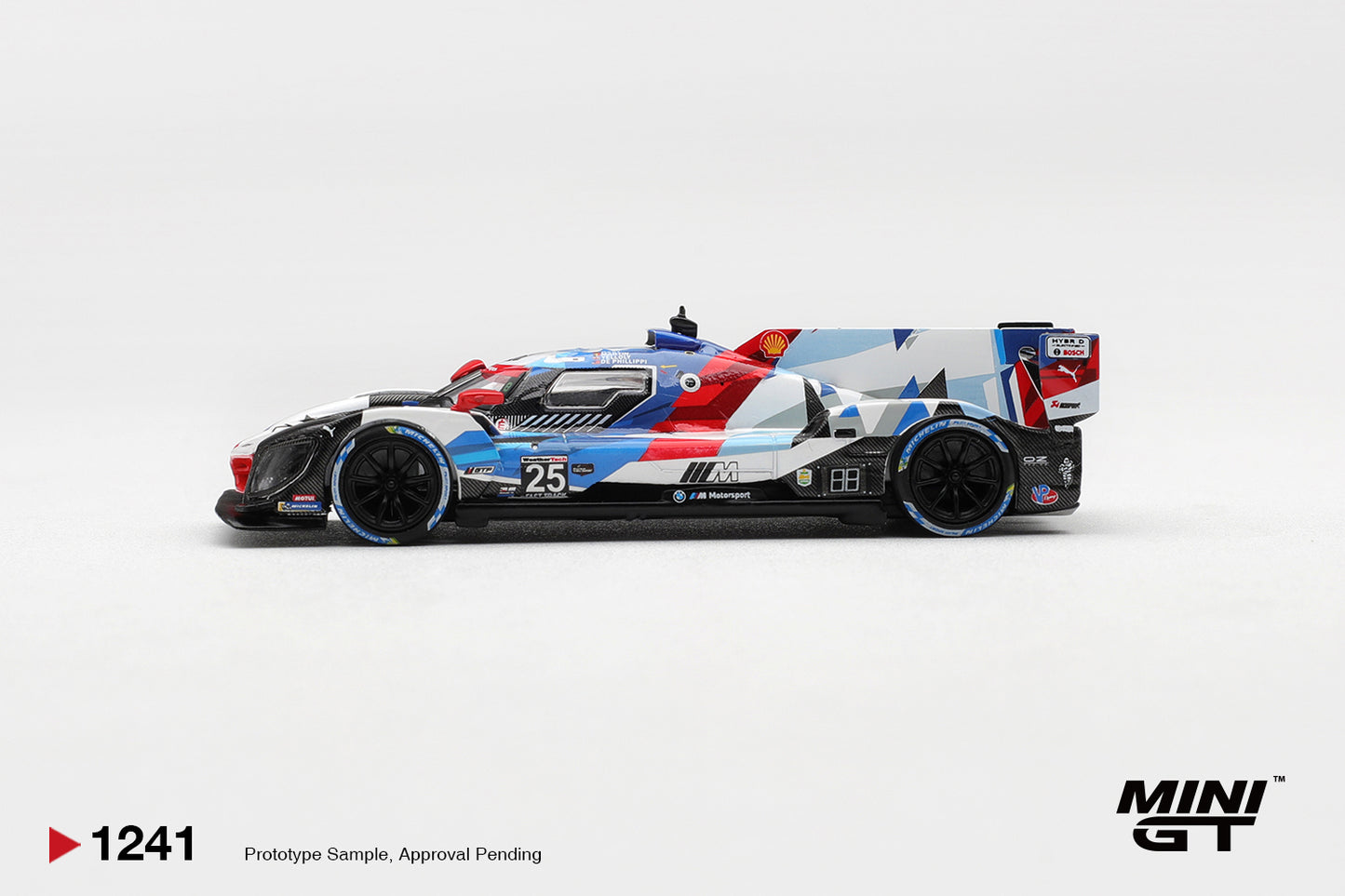 Mini GT BMW M Hybrid V8 GTP #25 Daytona 24h 2024 1:64 diecast model. Side