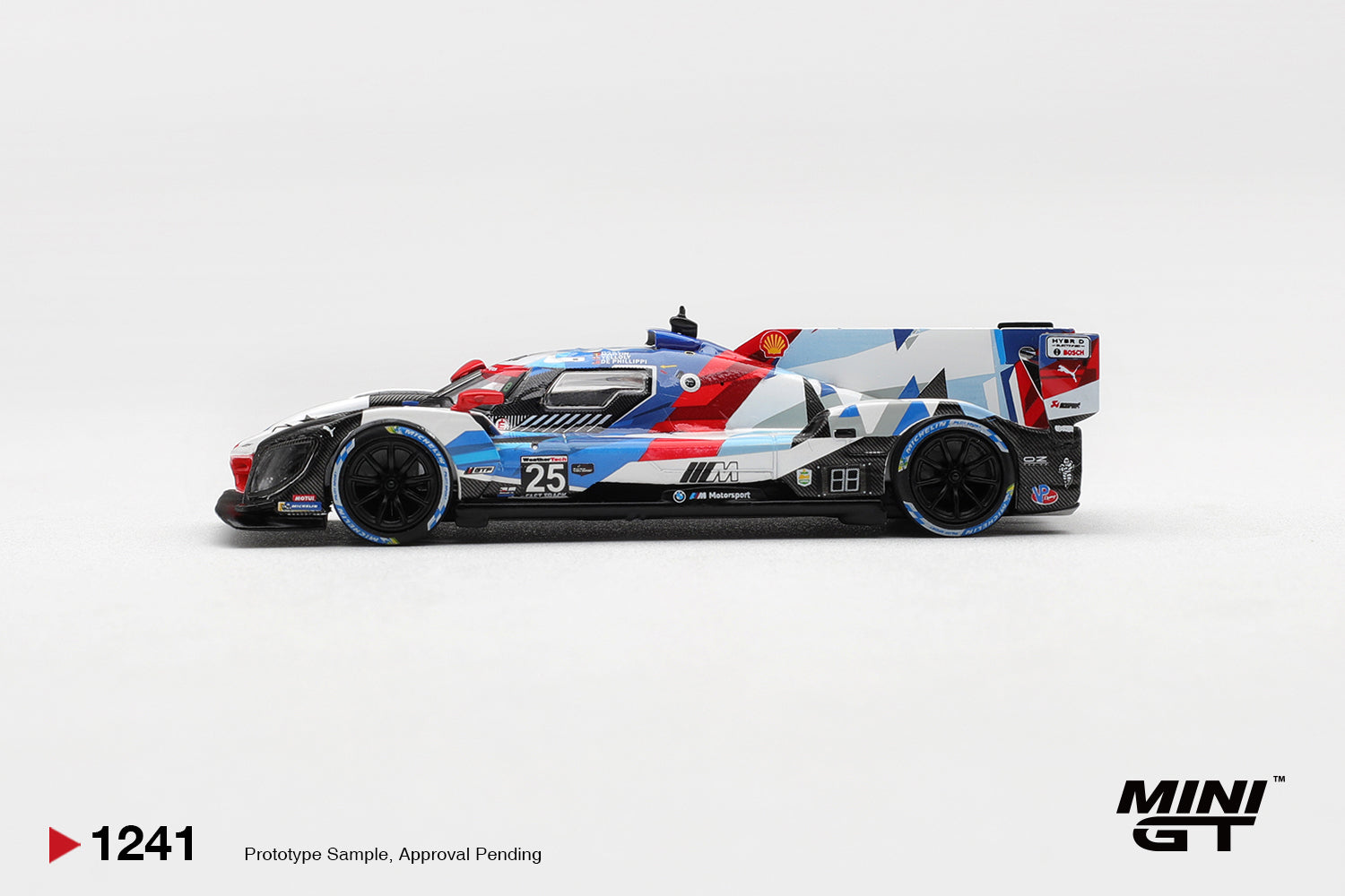 Mini GT BMW M Hybrid V8 GTP #25 Daytona 24h 2024 1:64 diecast model. Side