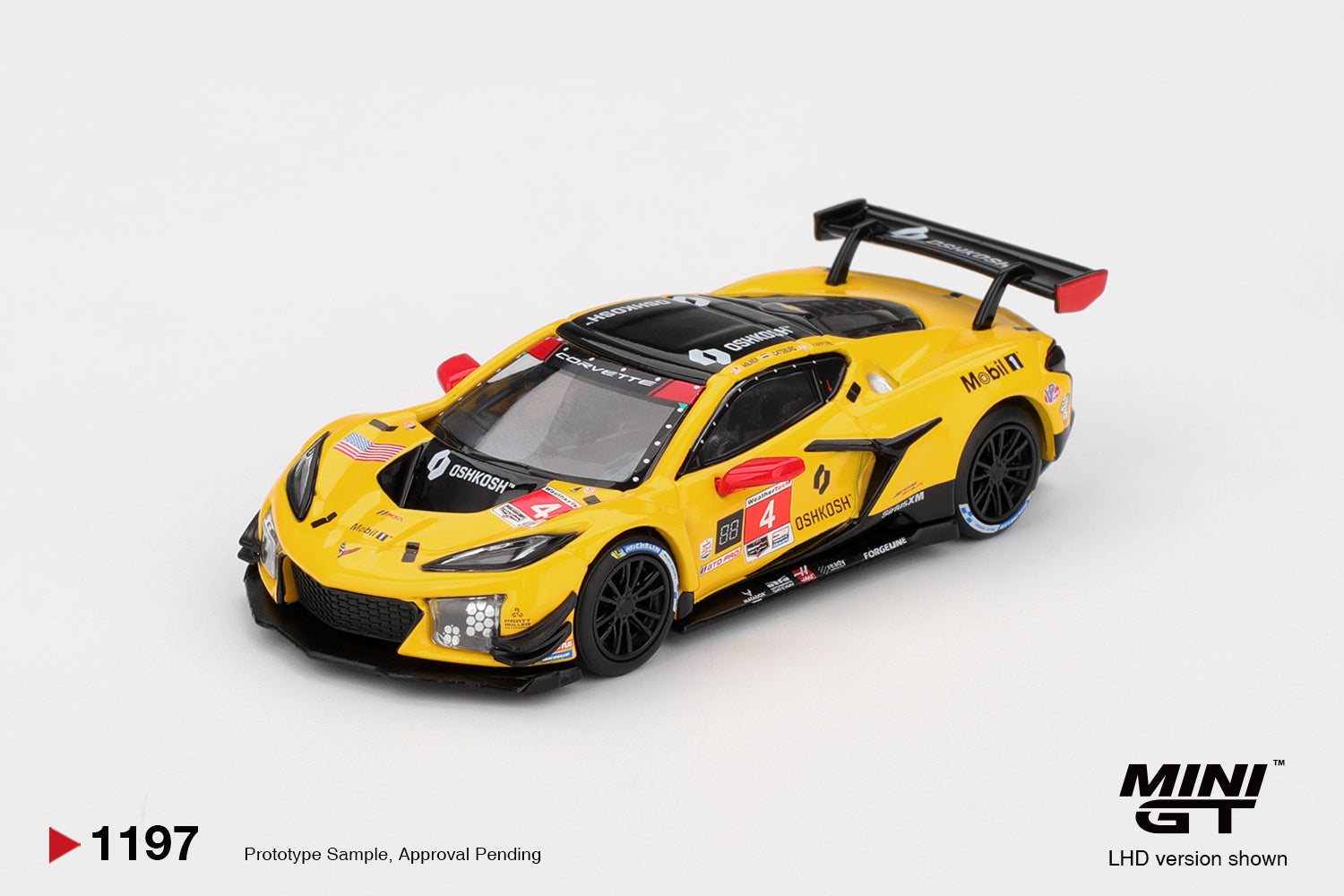 Mini GT 1:64 Chevrolet Corvette Z06 GT3.R #4 Corvette Racing Pratt Miller Daytona 24 Hours 2025 model car. Front