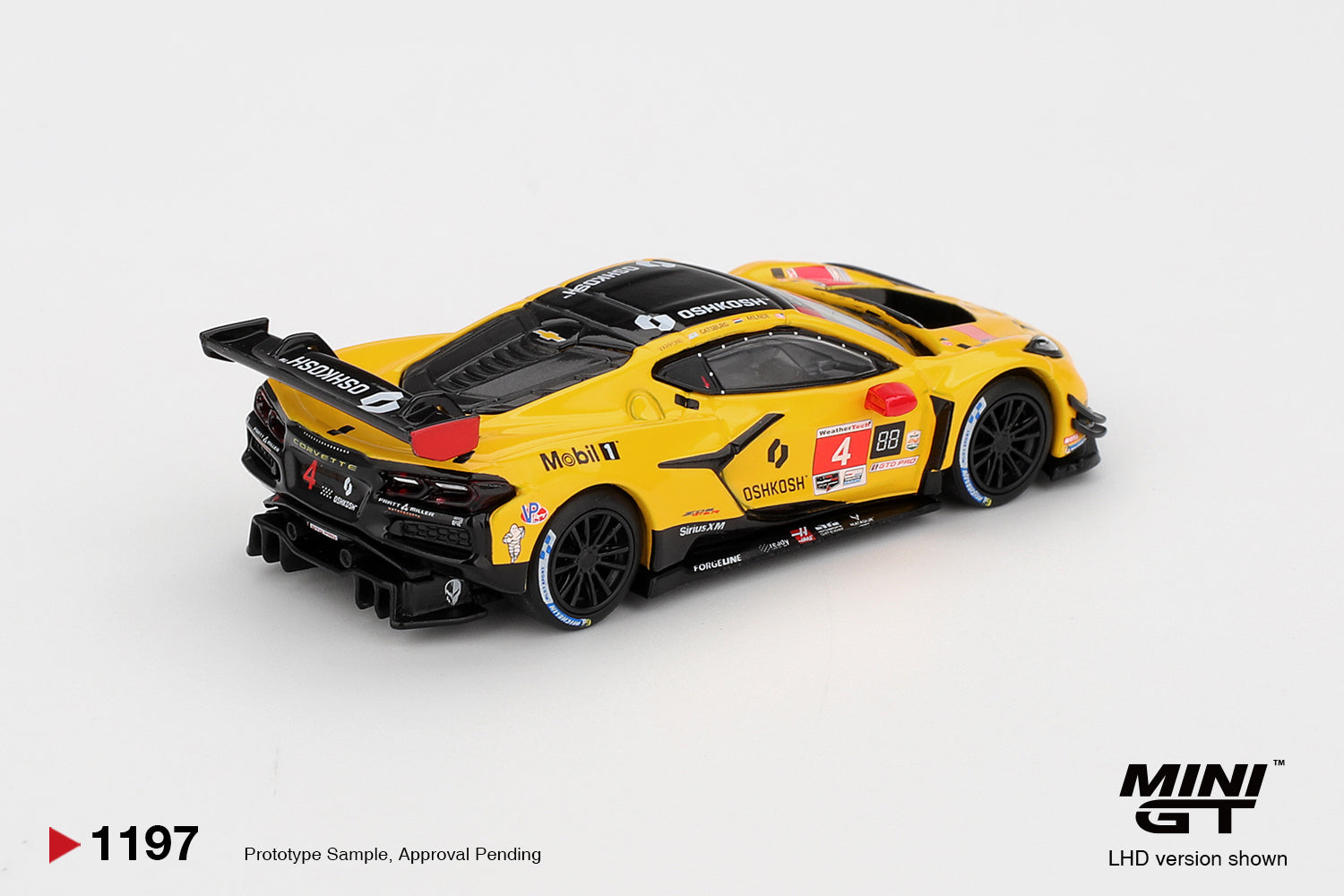 Mini GT 1:64 Chevrolet Corvette Z06 GT3.R #4 Corvette Racing Pratt Miller Daytona 24 Hours 2025 model car. Back