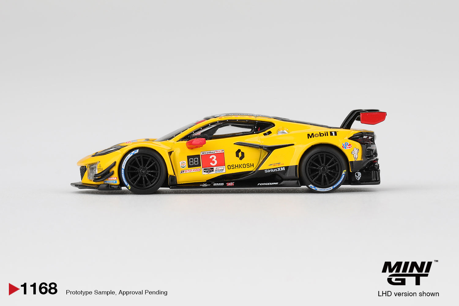 1:64 Mini GT Chevrolet Corvette Z06 GT3 R #3 Daytona 24 Hours 2025 – Pratt Miller Motorsports die-cast race car. Side