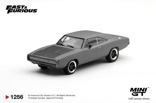 Mini GT Dodge Charger from Fast Five associated with Dominic Toretto, 2011 movie car in 1:64 scale.