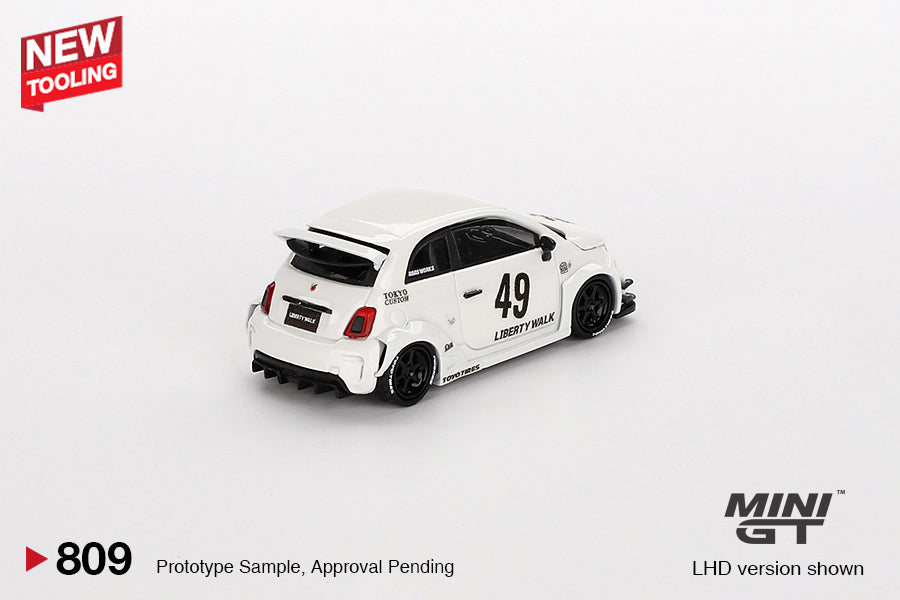 (Pre-Order) Mini GT - Fiat 595 Abarth LB-Works X Abas Works Gara White 2024