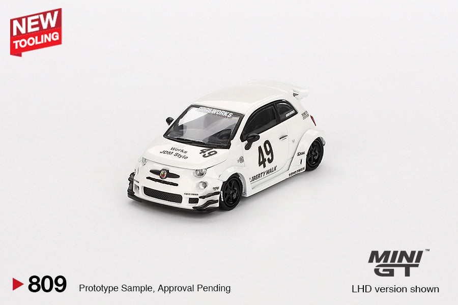 (Pre-Order) Mini GT - Fiat 595 Abarth LB-Works X Abas Works Gara White 2024