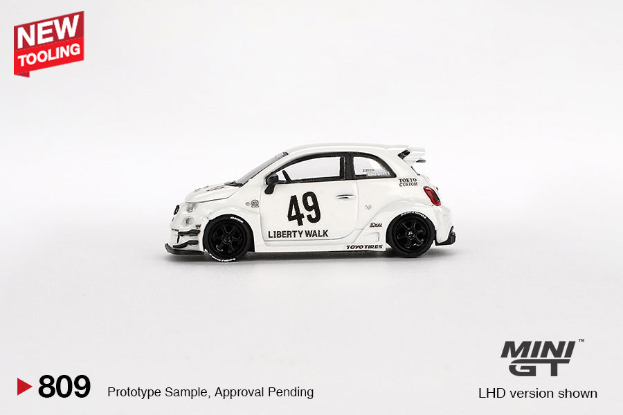 (Pre-Order) Mini GT - Fiat 595 Abarth LB-Works X Abas Works Gara White 2024