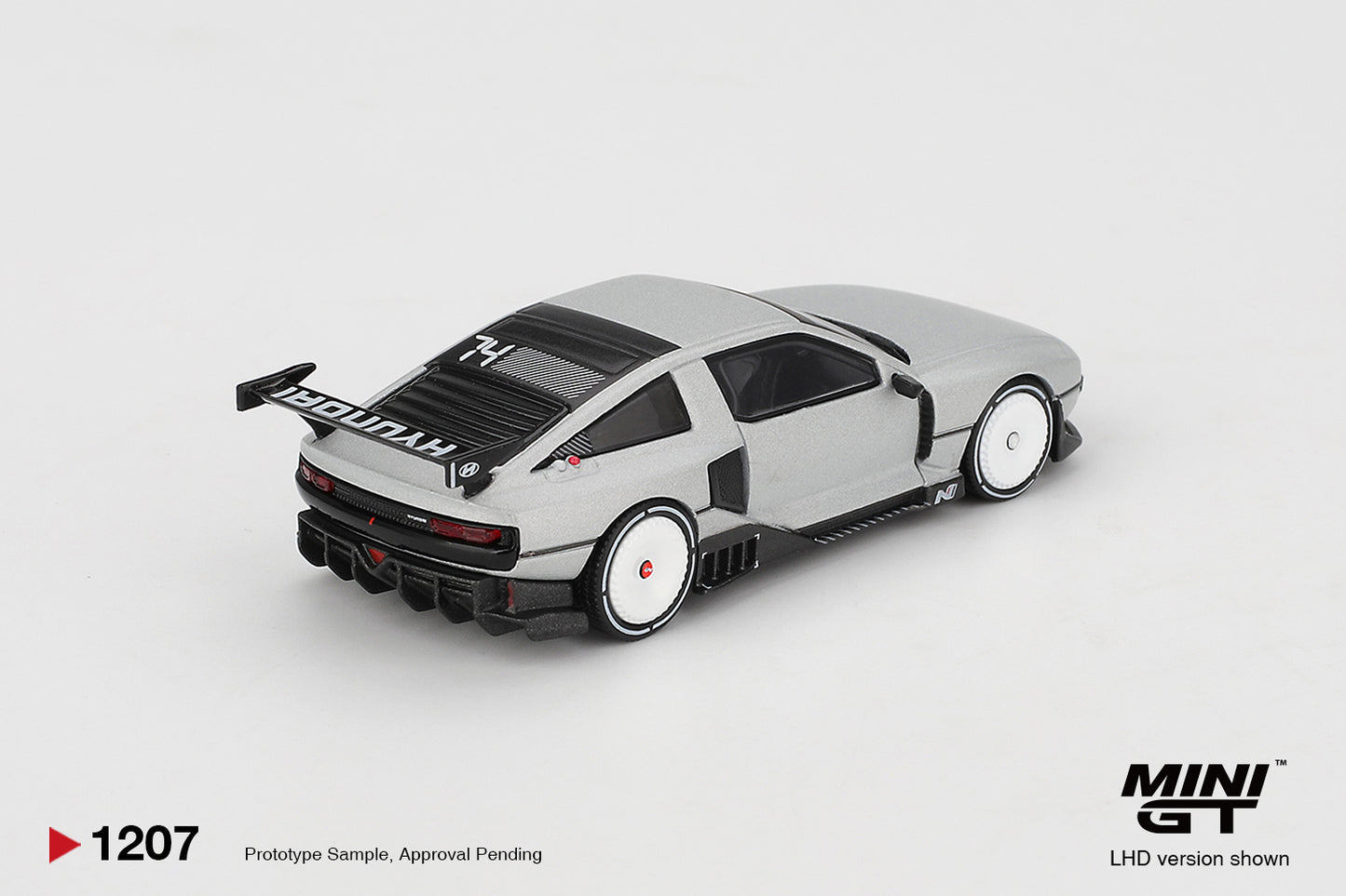 Mini GT 1:64 Hyundai Concept N Vision 74 VP2 2022 futuristic retro-inspired hydrogen concept car model. Back