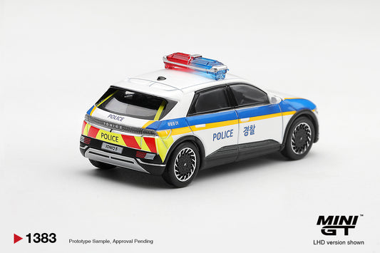 Mini GT Hyundai Ioniq 5 Police Car electric vehicle in detailed 1:64 scale.