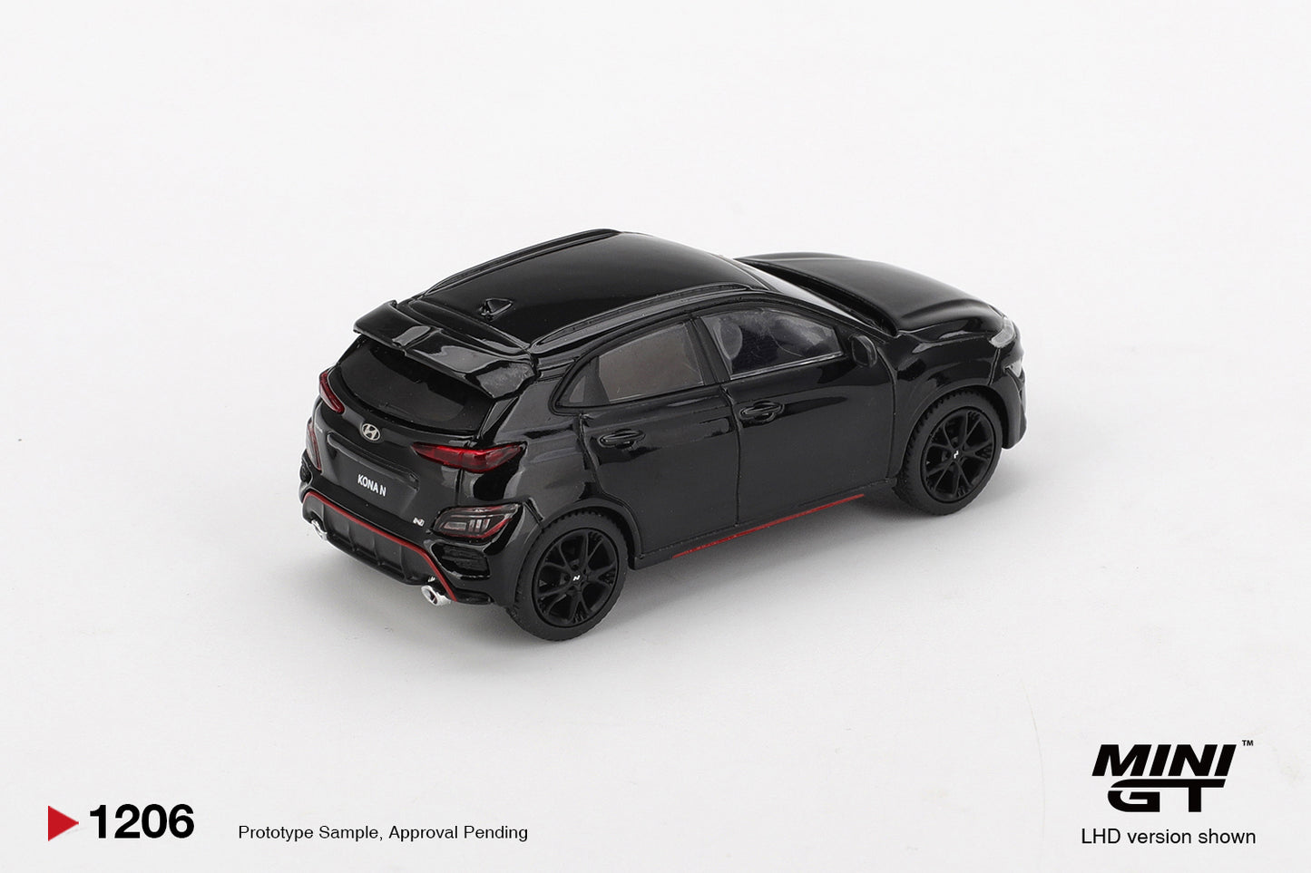 Mini GT 1:64 Hyundai Kona N 2022 Phantom Black modern sporty performance SUV model. Back
