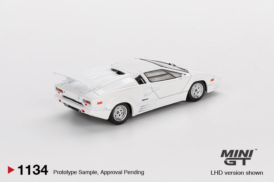 Mini GT 1:64 Lamborghini Countach 25th Anniversary White 1989 diecast model. Back