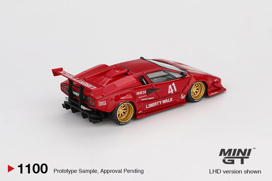 Mini GT 1:64 Lamborghini Countach LB-Works Red 2025 diecast model car, third recolor release. Back